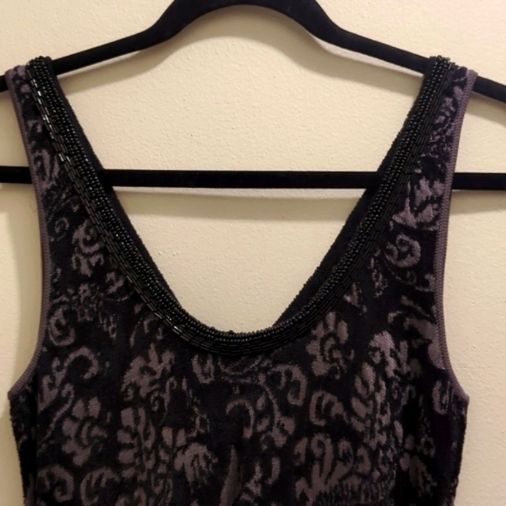 Free People Starstruck Black & Grey Beaded Knit Pullover Bodycon Mini Dress- XS - Picture 8 of 16